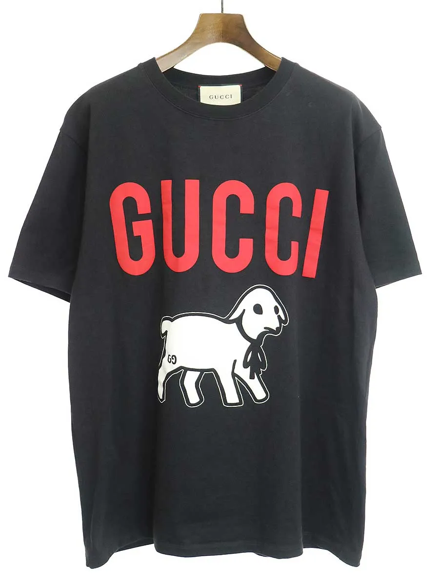 GUCCI グッチ 19AW ラムロゴプリントオーバーサイズTシャツ