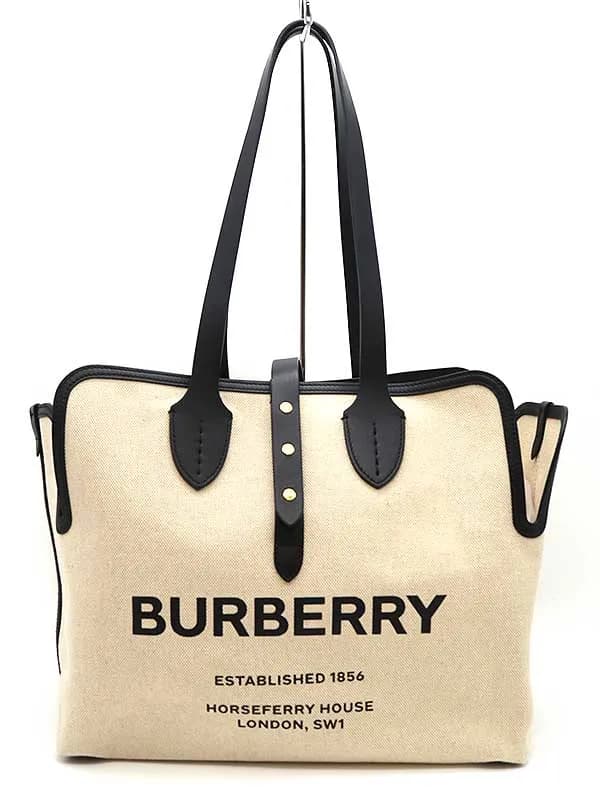 BURBERRY バーバリー SOFT BELT TOTE ロゴキャンバス ソフトベルトトートバッグ ミディアム