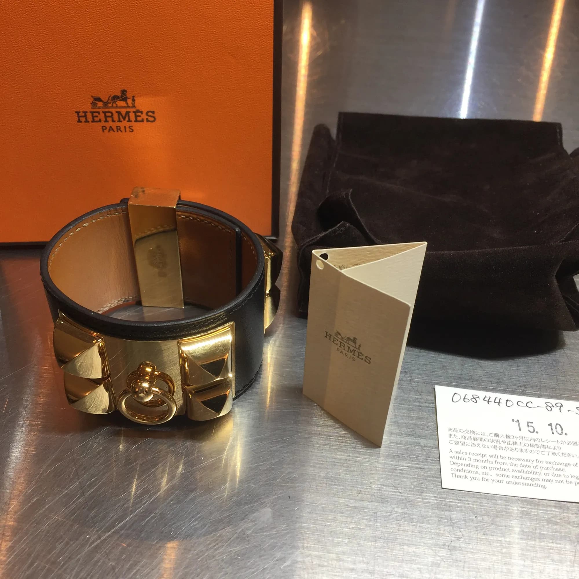 HERMES HERMES □R刻印 コリエドシアン メドールスタッズブレスレット S