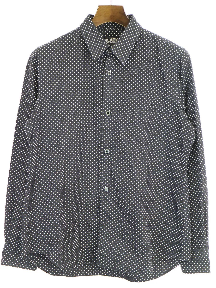 COMME des GARCONS ブラック コムデギャルソン 09SS ドット柄コットンブロードシャツ