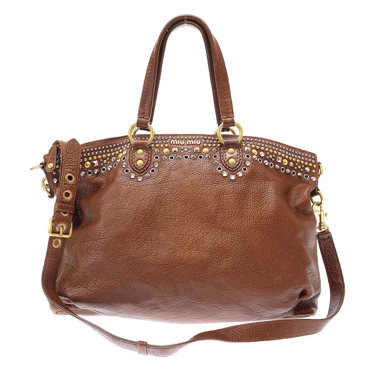 miu miu ミュウミュウ 2WAY スタッズレザーショルダーバッグ
