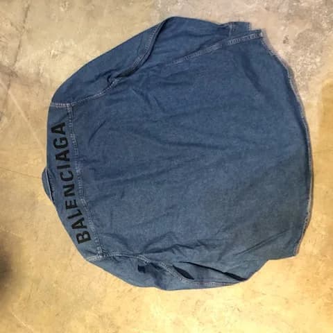 BALENCIAGA BALENCIAGA 19SS バックロゴプリントボタンダウンデニムシャツ