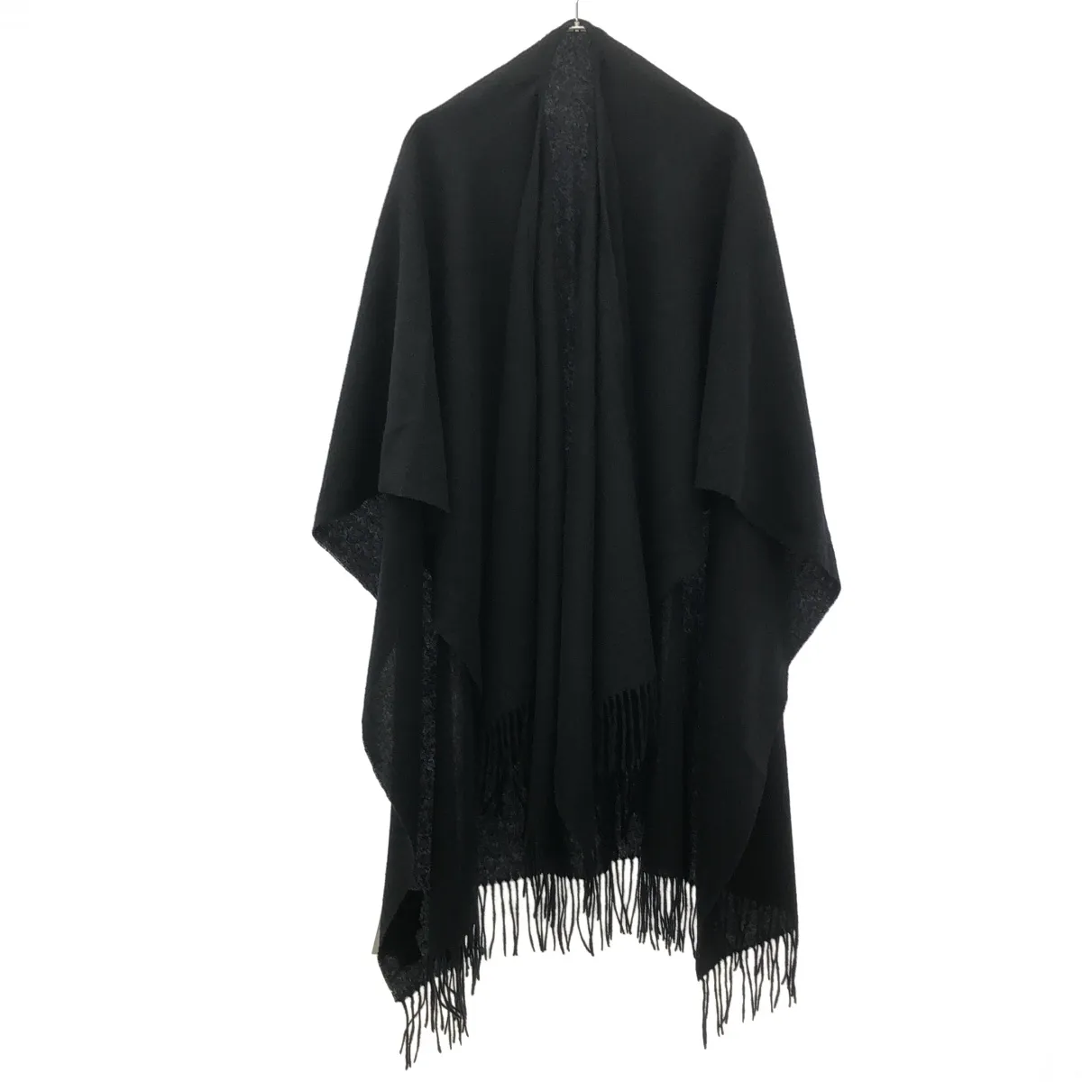 Yohji Yamamoto ヨウジヤマモト プールオム 24AW WOOL PLAIN SHRINK U CUT PONCHO ポンチョストール