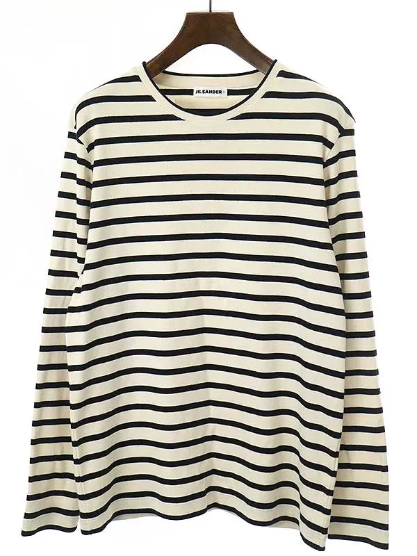 JIL SANDER ジルサンダープラス ロゴパッチ ロングスリーブボーダーカットソー