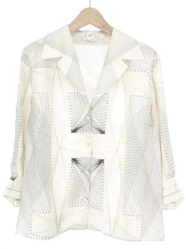 HERMES エルメス 06AW グラフィックシルクブラウス