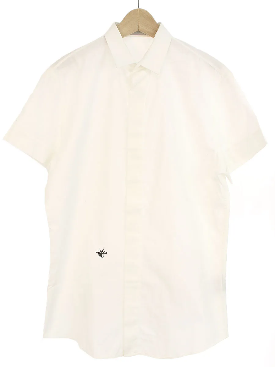 Dior HOMME ディオールオム BEE刺繍コットンブロード比翼半袖シャツ