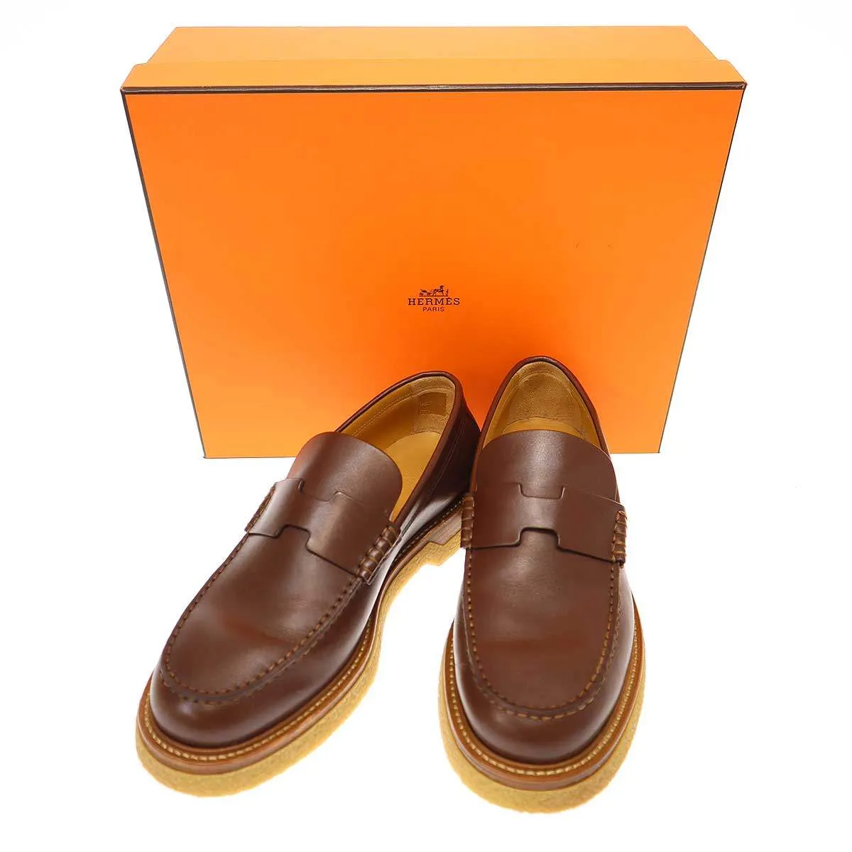 HERMES エルメス デール クレープソール ローファーシューズ BR212866ZA ブラウン 43
