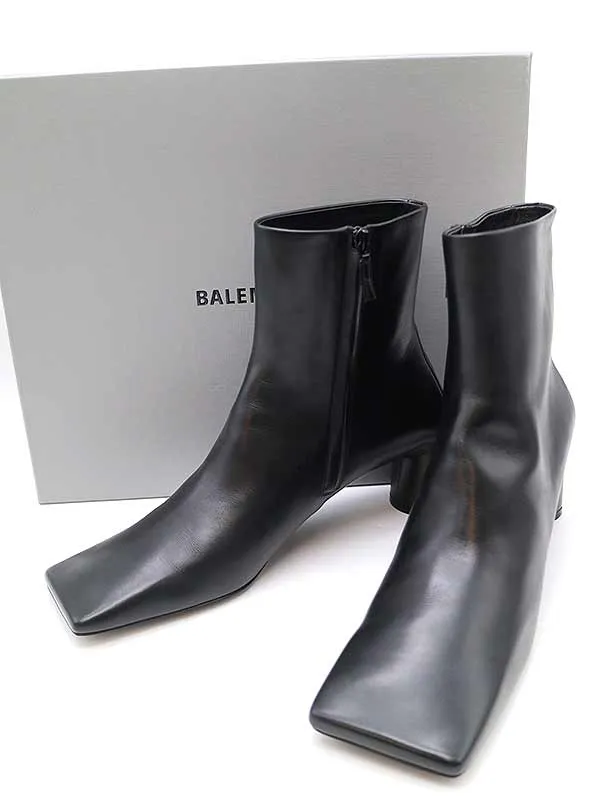 BALENCIAGA バレンシアガ CARRERA LUX サイドジップ スクエアトゥレザーブーツ