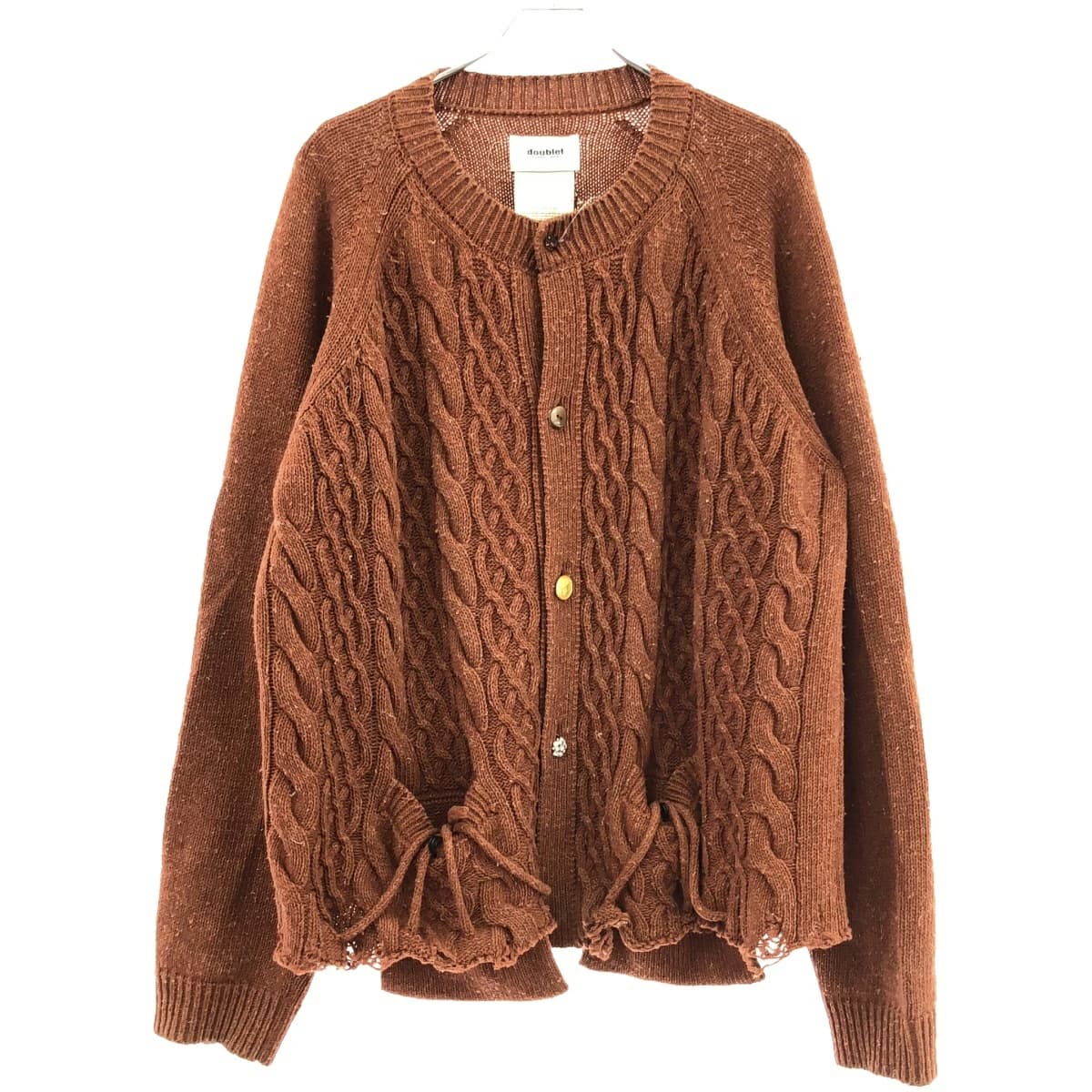 doublet ダブレット 21AW RECYCLE WOOL CABLE CARDIGAN ピリング加工リヨセルウールニットカーディガン 21AW35KN56