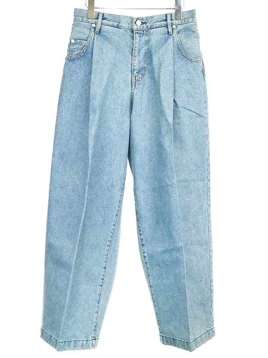 NEON SIGN ネオンサイン WIDE DENIM SLACKS 'USED' ユーズド加工ワイドデニムスラックスパンツ