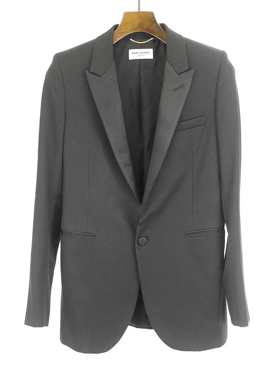 SAINT LAURENT サンローラン パリ ピークドラペルサテンスモーキングジャケット