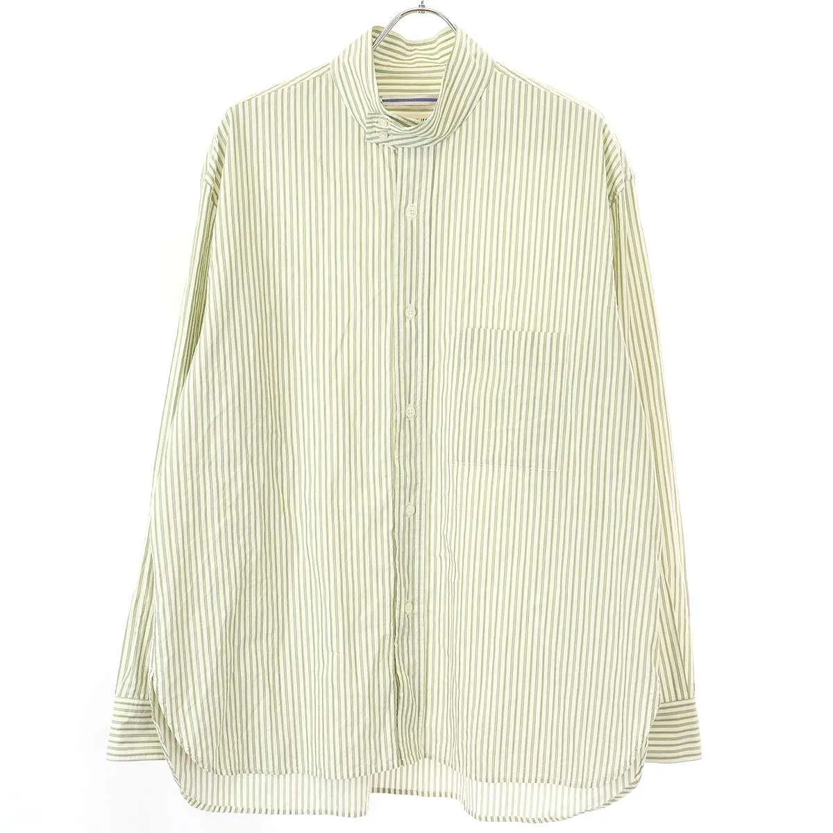 CristaSeya クリスタセヤ HIGH COLLAR MAO SHIRT ストライプ ハイカラーマオシャツ