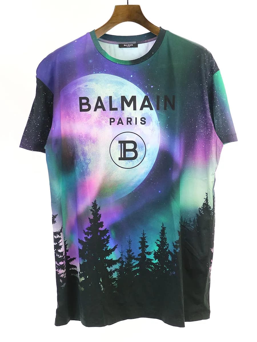 BALMAIN HOMME バルマン オム スペース柄ロゴプリントTシャツ