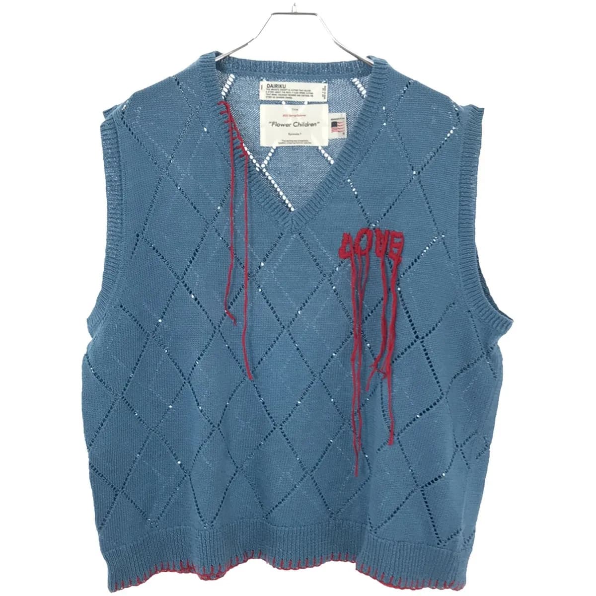 DAIRIKU ダイリク 21SS OVE Hand Embroidery Argyle Knit Vest エンブロイダリーアーガイルニットベスト