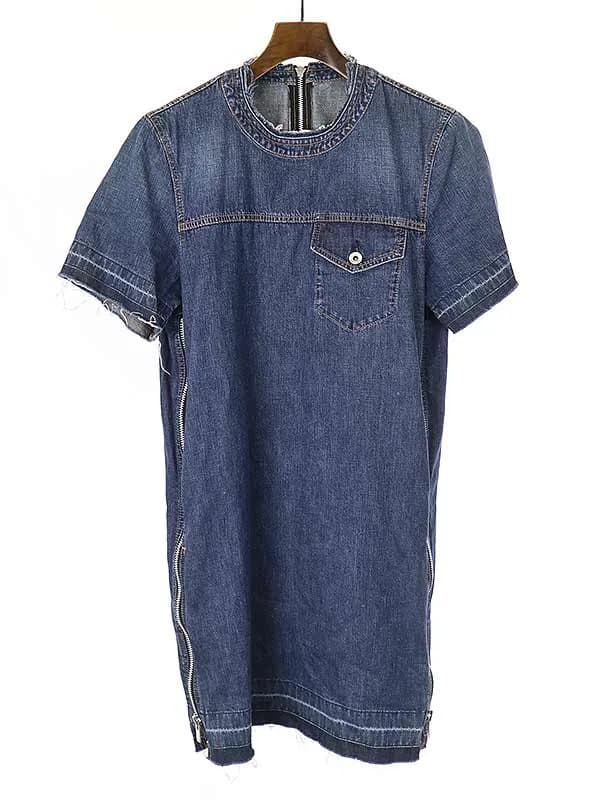sacai サカイ 18SS サイドジップショートスリーブデニムワンピース
