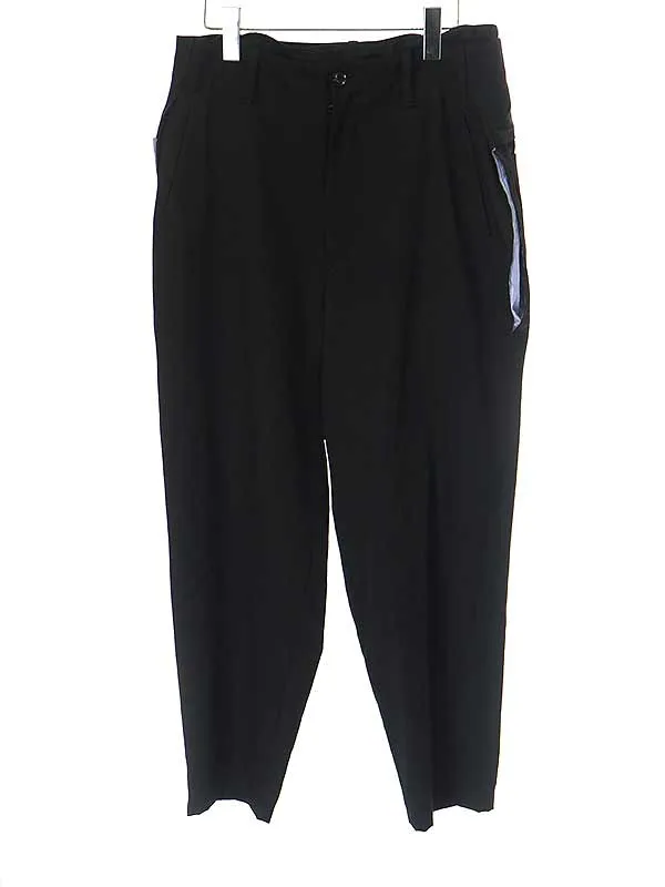 Yohji Yamamoto ヨウジヤマモトプールオム 17AW H-後ろ垂れP柄 ウールギャバジンスラックスパンツ