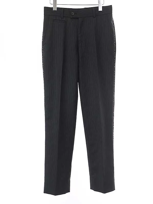 ISSEY MIYAKE イッセイミヤケ 2005AW サイドステッチ ウールストライプスラックスパンツ