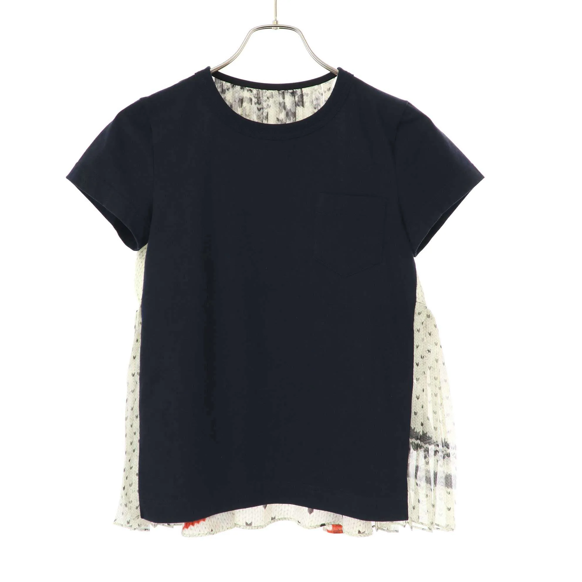 sacai サカイ 24AW Pattern Knit Print Cotton Jersey T-Shirt シフォンプリーツTシャツ
