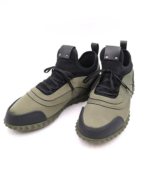 VALENTINO ヴァレンティノ ロックスタッズテックスニーカー カーキ
