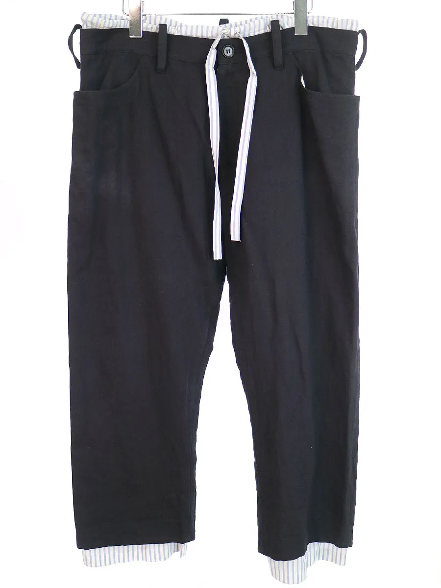 Yohji Yamamoto ヨウジヤマモト ファム 12SS ランウェイ着 LOOK2 ストライプレイヤードコットンリネンパンツ