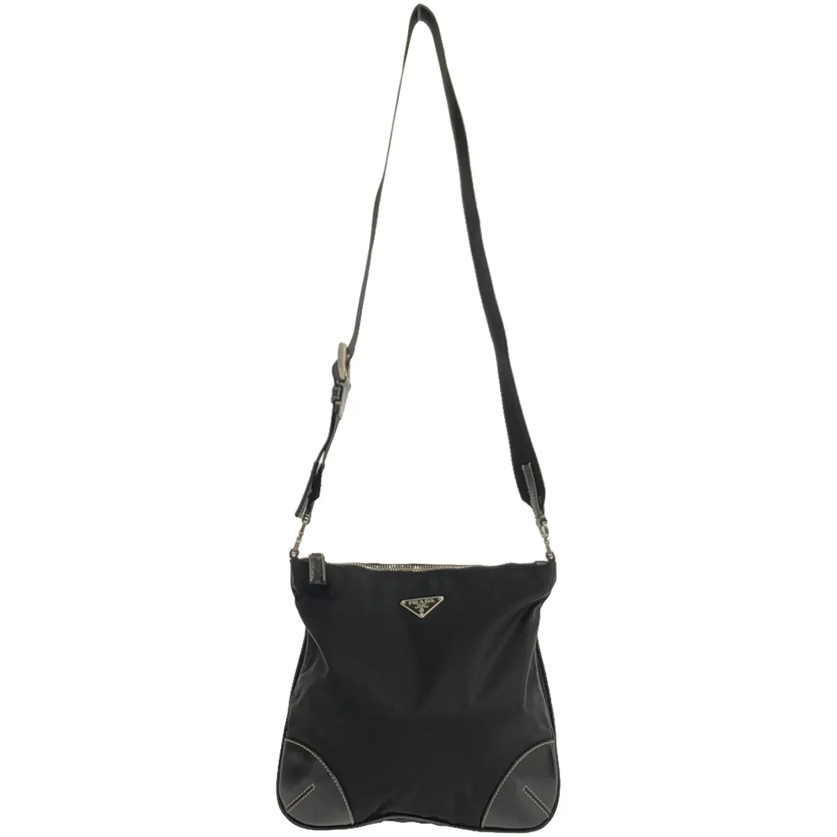 PRADA プラダ レザーナイロンコンビ ロゴプレートショルダーバッグ