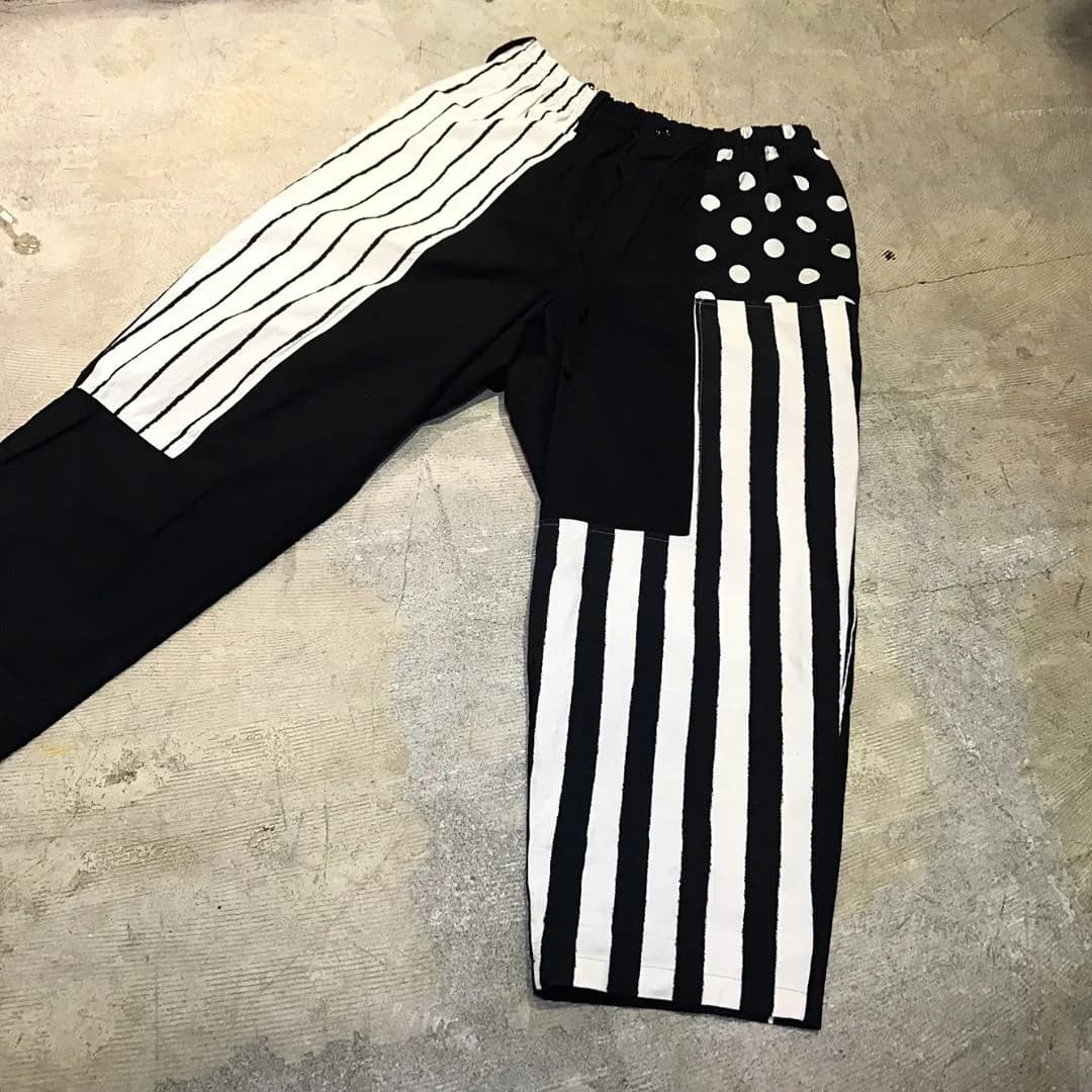 Yohji Yamamoto Yohji Yamamoto POUR HOMME 17SS 阪急限定 リ・ストライプミックスパターンパッチワークイージーパンツ
