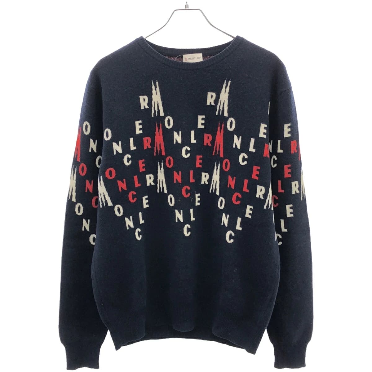 MONCLER モンクレール 19AW MAGLIONE TRICOT GIROCOLLO ロゴジャガードプルオーバーニットセーター