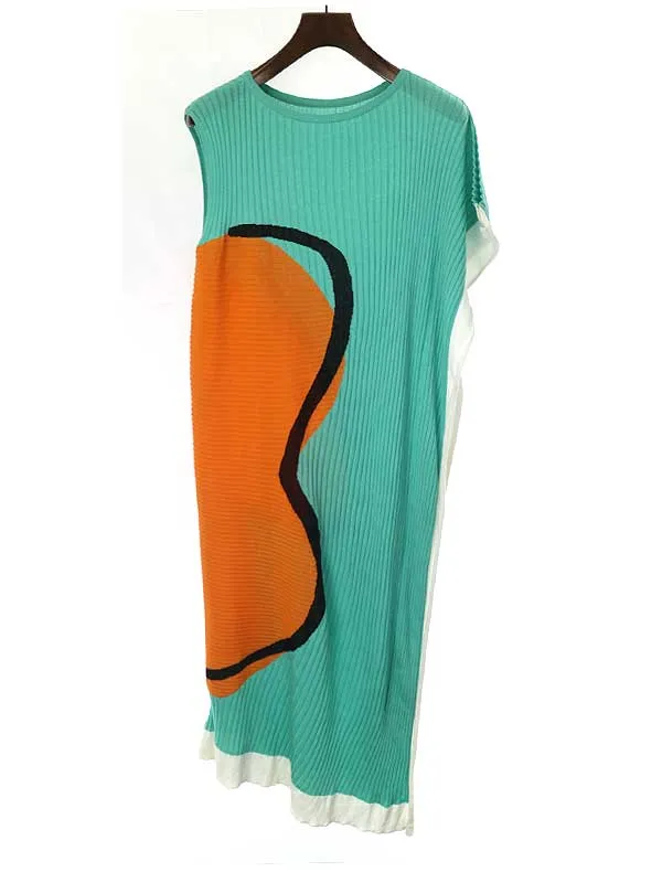 ISSEY MIYAKE イッセイミヤケ 21SS コットンポリエステルプリーツジャガードニットワンピース