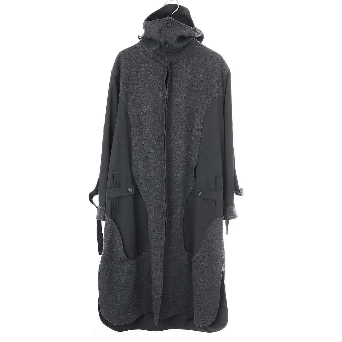 Yohji Yamamoto ヨウジヤマモト ファム 23AW スケッチプリント コンビネーションフーデッドドレスワンピース FJ-D14-822