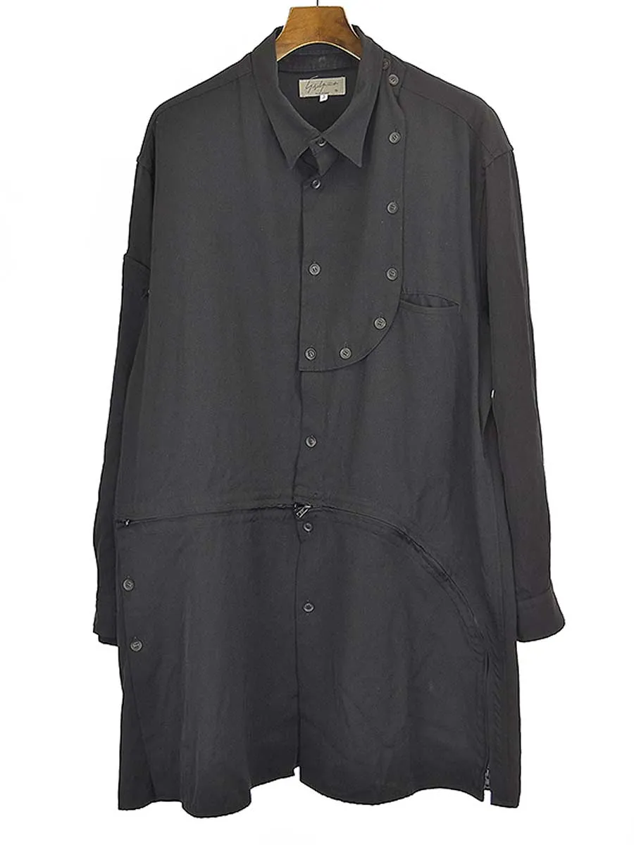 Yohji Yamamoto ヨウジヤマモトプールオム 19SS LOOK18 ウールギャバジンデチャッタブルジップシャツ