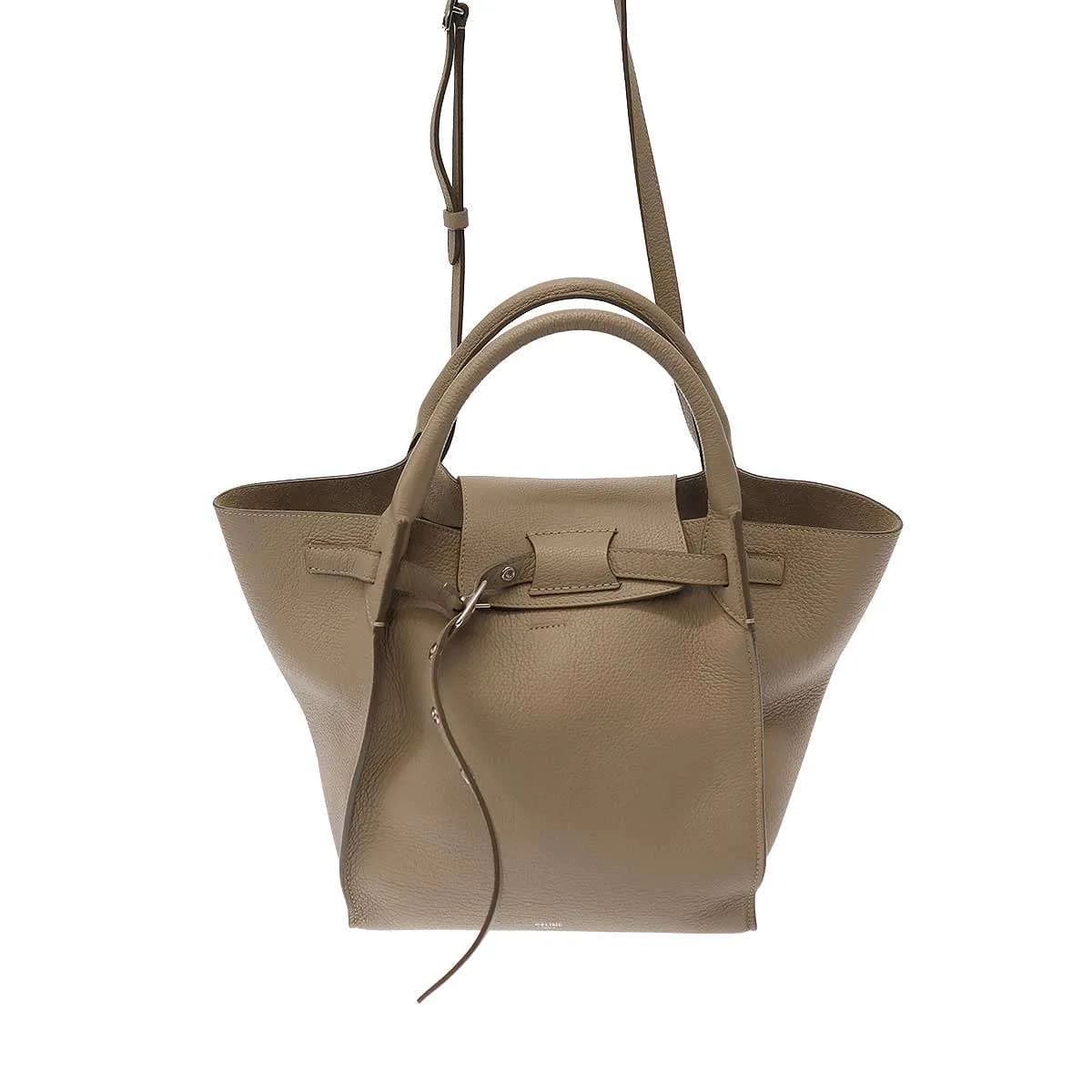 CELINE セリーヌ ビッグバッグスモール 2WAY レザーショルダーバッグ グレージュ