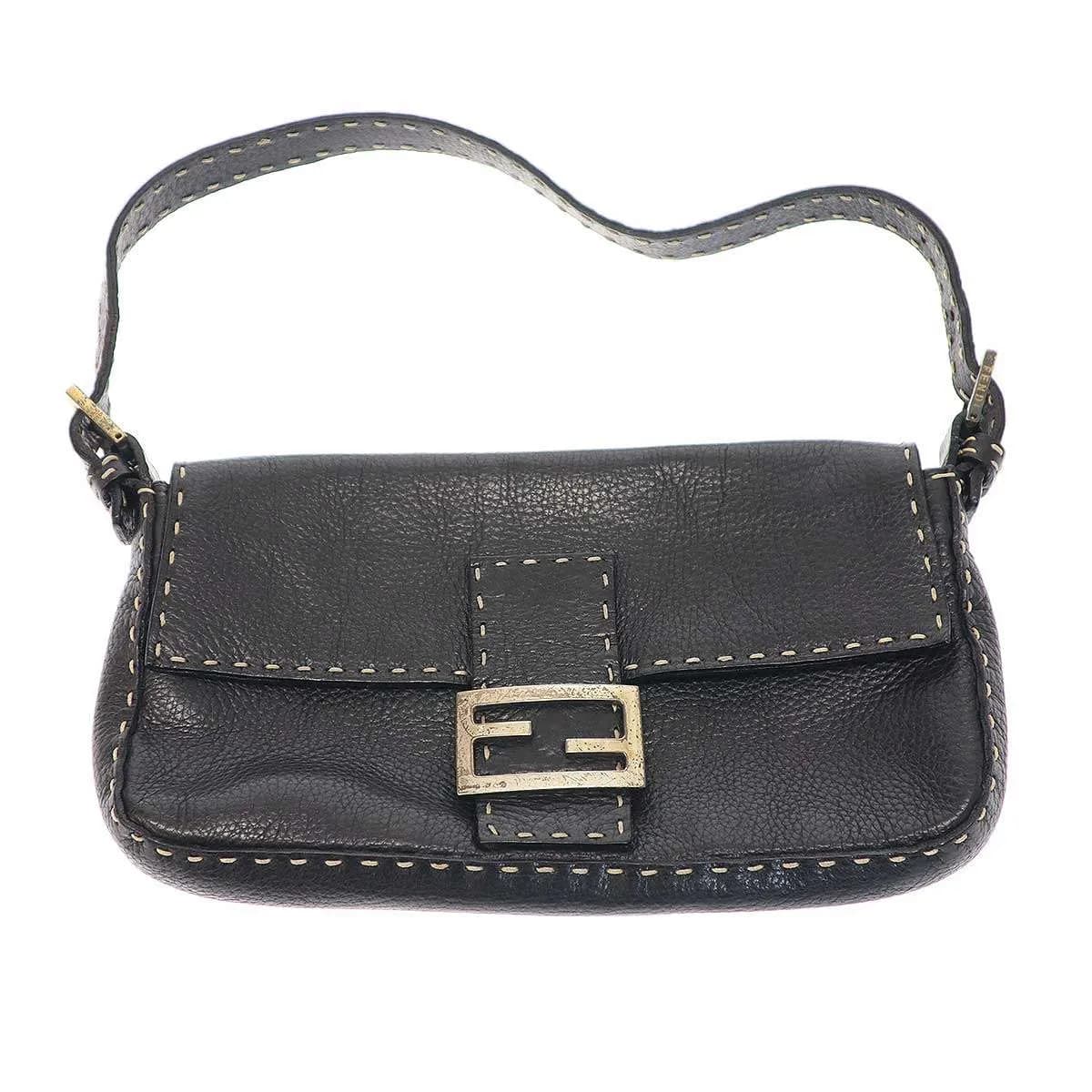 FENDI フェンディ Selleria Mamma Baguette セレリア マンマバケットレザーショルダーバッグ