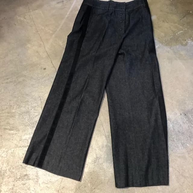 ANN DEMEULEMEESTER ANN DEMEULEMEESTER 00AW 側章ビーズメッセージコットンワイドパンツ