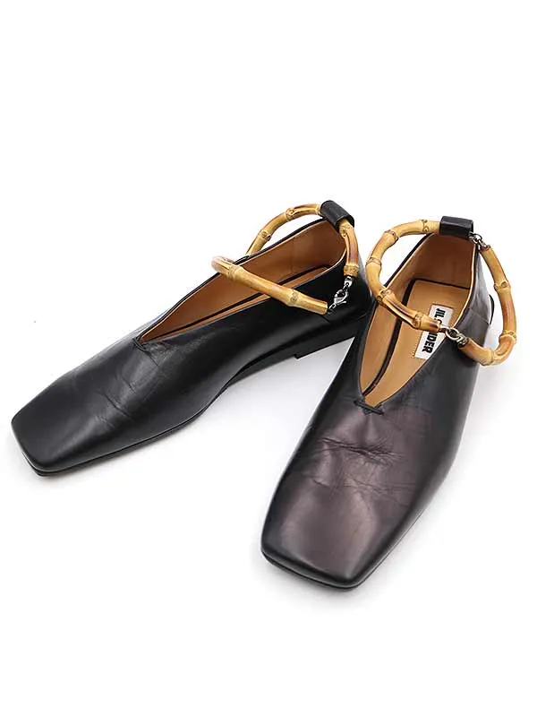 JIL SANDER ジルサンダー バンブーストラップ レザーフラットシューズ