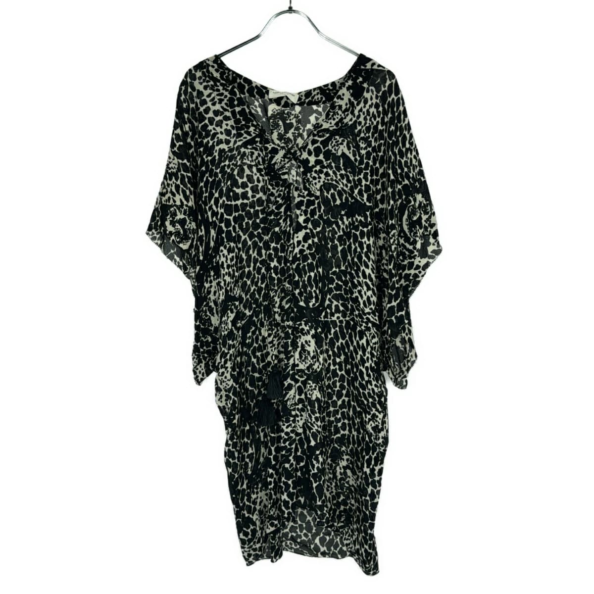 SAINT LAURENT サンローラン パリ 19SS Leopard Blouse オープンネックレオパードシアーチュニック