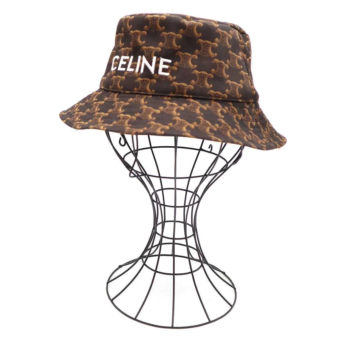 CELINE セリーヌ ロゴ刺繍 トリオンフバケットハット
