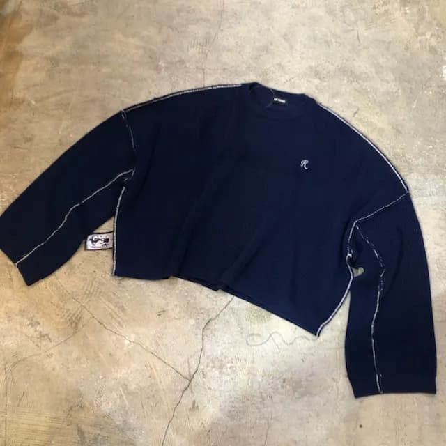 RAF SIMONS RAF SIMONS 19SS R刺繍クロップドニットセーター