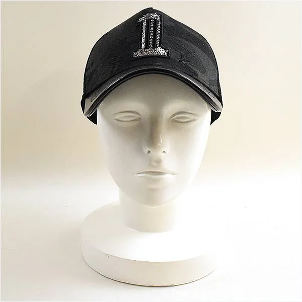 YOSHINORI KOTAKE DESIGN ヨシノリコタケ レザー切替カモフラ柄スパンコールメッシュキャップ