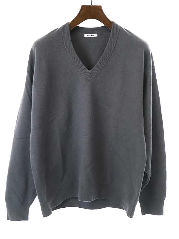 AURALEE オーラリー 21AW FELTED WOOL V NECK KNIT フェルトウールVネックニットセーター
