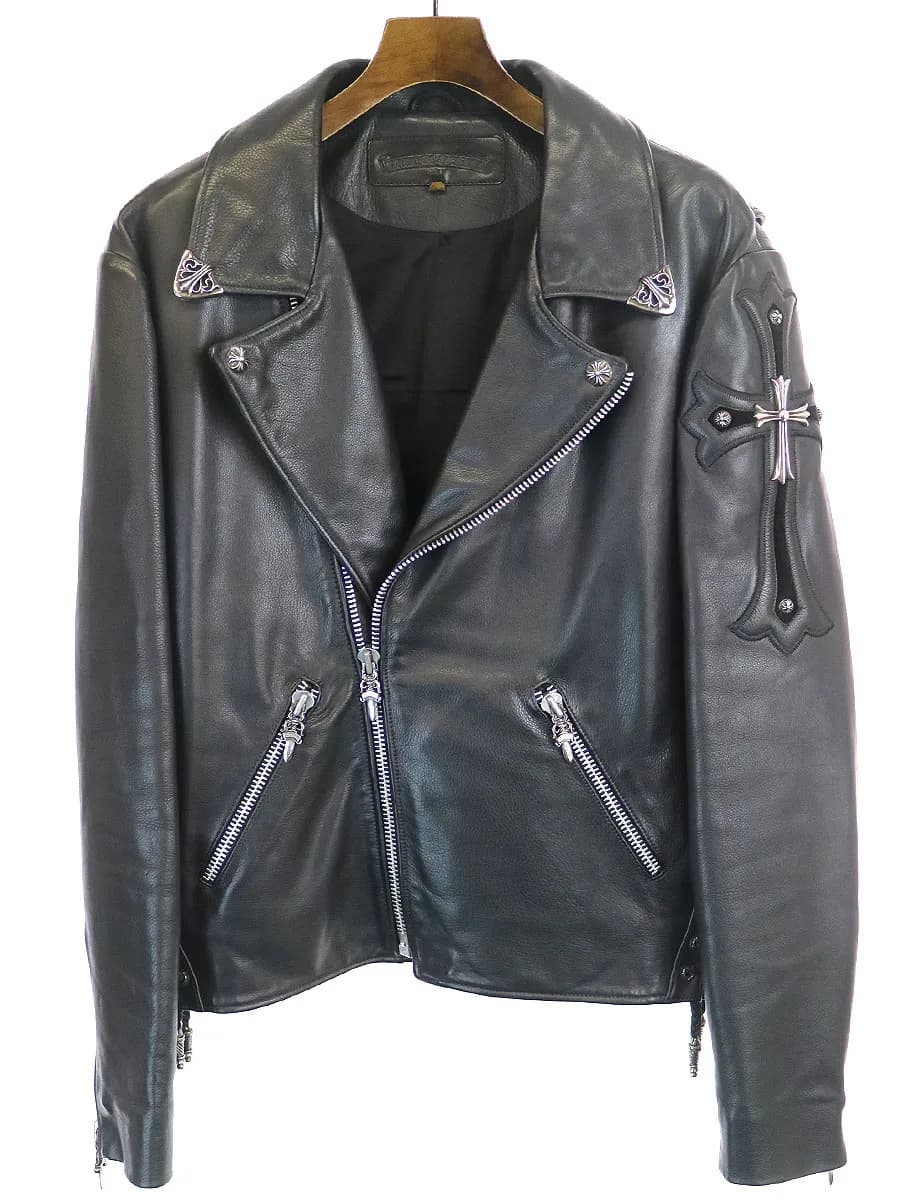 CHROME HEARTS クロムハーツ BASIC MOTO ラージクロスカスタムレザーライダースジャケット
