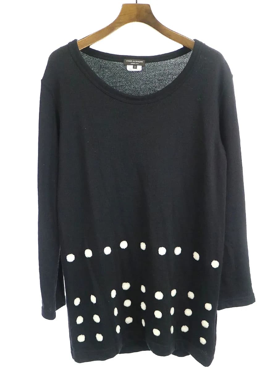 COMME des GARCONS コムデギャルソン オムプリュス 13AW ドット装飾ウールコットンニットカットソー