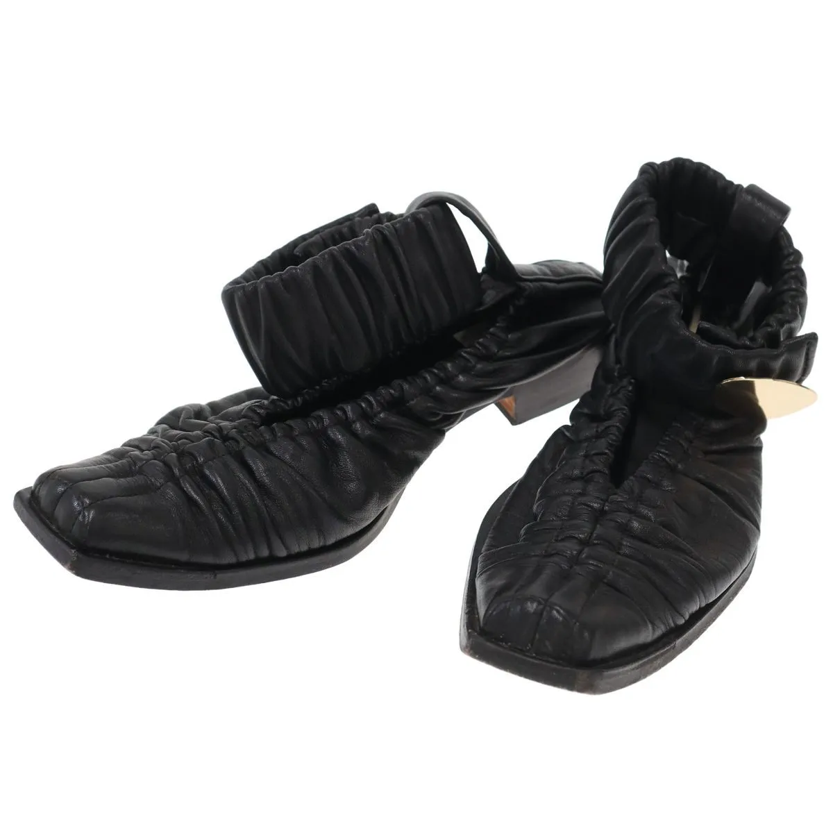 HARUNOBUMURATA ハルノブムラタ GARWIN SQUARE TOE GATHERED LEATHER SHOES スクエアトゥギャザーレザーシューズ