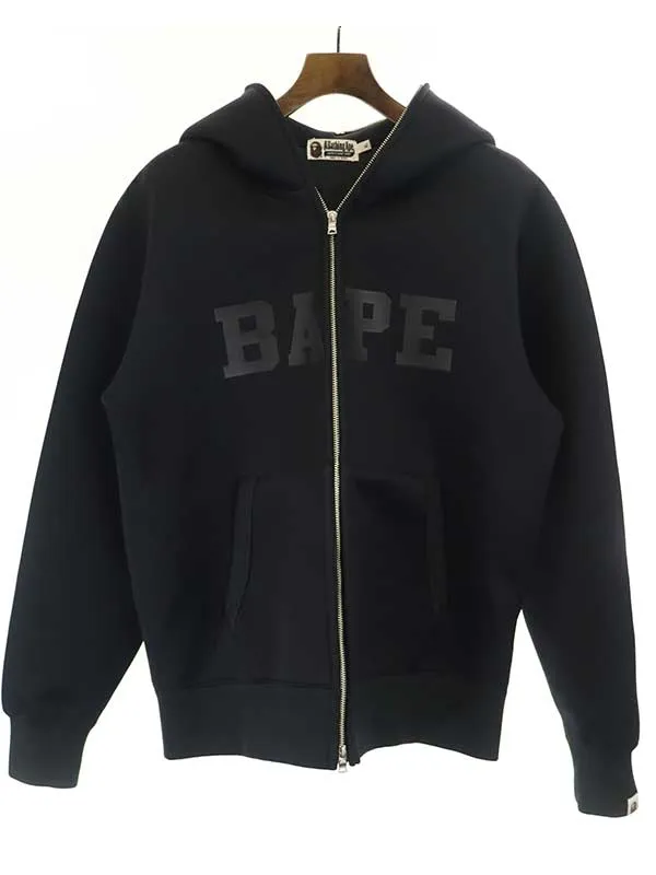 A BATHING APE ア ベイシング エイプ ロゴボンディングフルジップパーカー ブラック XL メンズ
