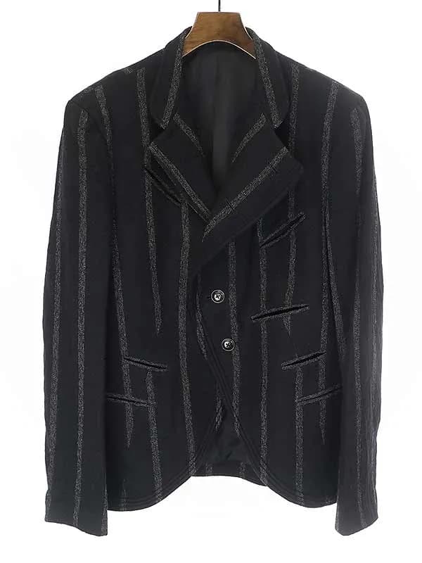 Yohji Yamamoto ヨウジヤマモト プールオム 06AW ウールストライプカッティングデザインジャケット