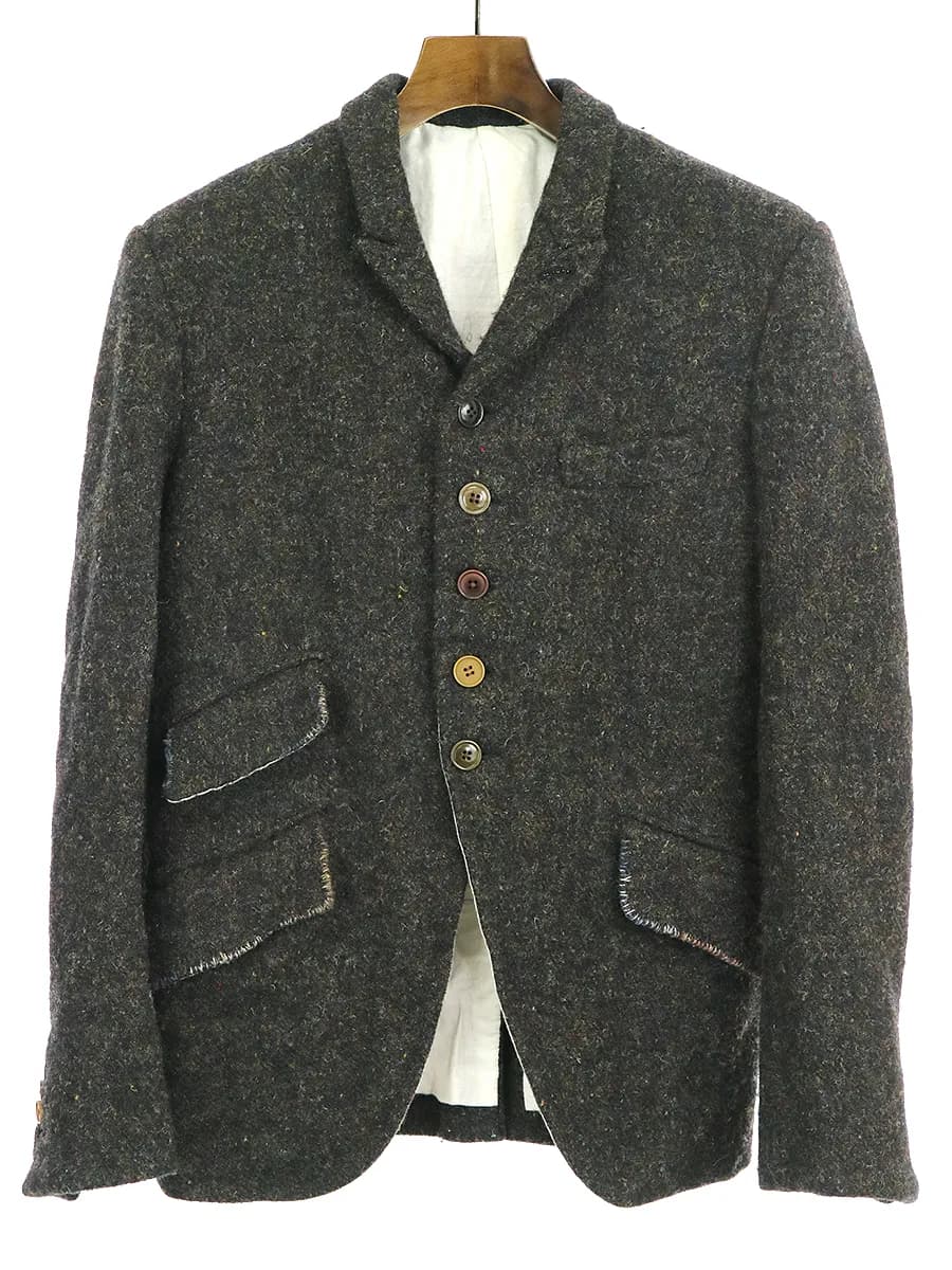 The crooked Tailor ザクルーキッドテーラー Harris Tweed社 ショートピークドラペルテーラーカラーツイードジャケット