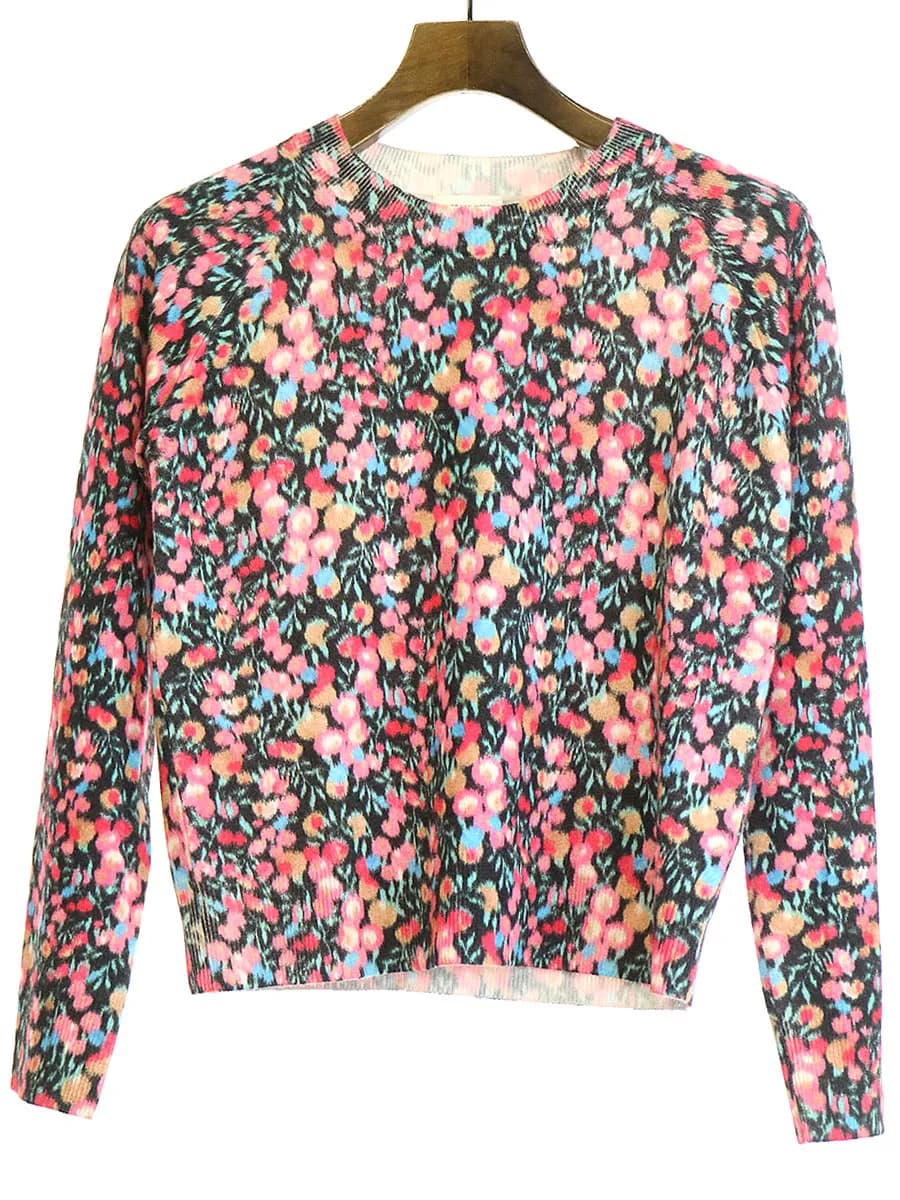 DRIES VAN NOTEN ドリスヴァンノッテン 花柄ウールニットセーター