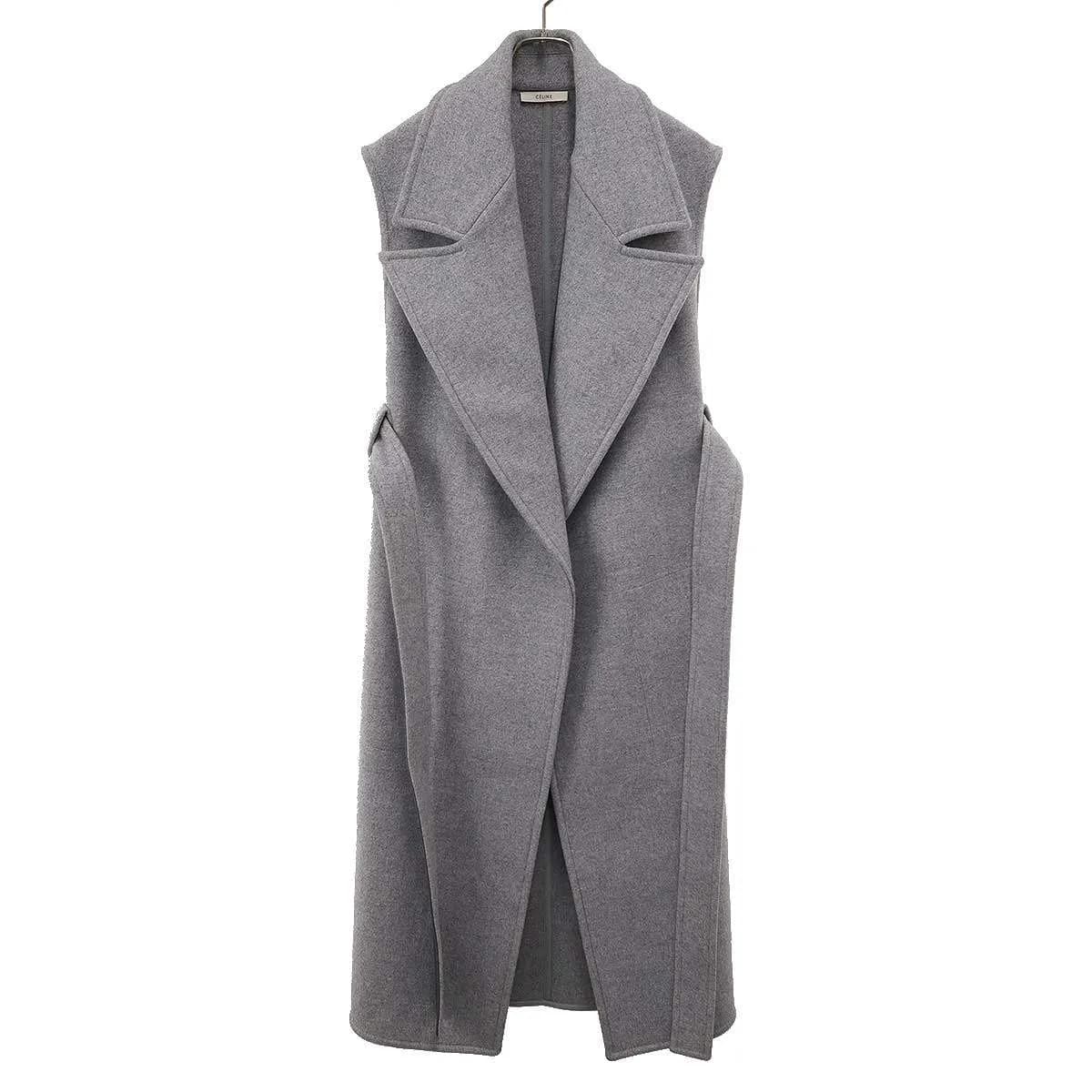 CELINE セリーヌ フィービーファイロ ノースリーブサイドオープンウールコート 28R687153
