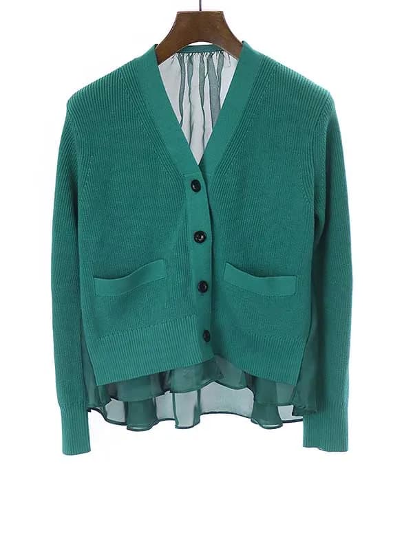 sacai サカイ 23SS Knit x Satin Cardigan ニットサテンカーディガン