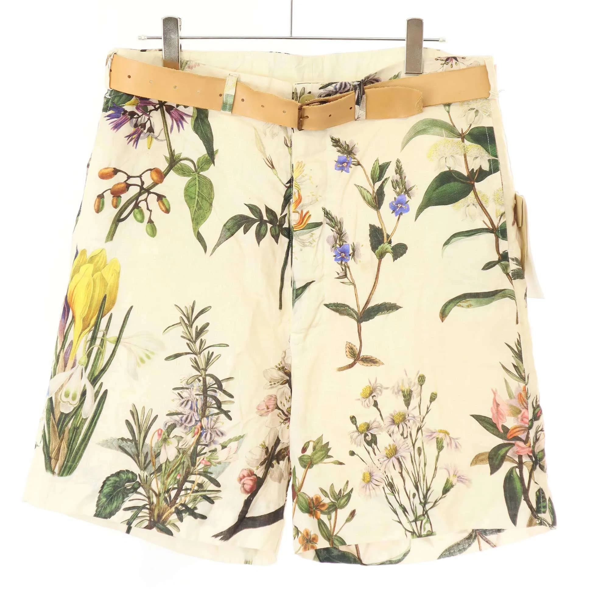 Paul Harnden ポールハーデン 18SS Botanical Moss ボタニカル モス ベルテッドリネンショーツ