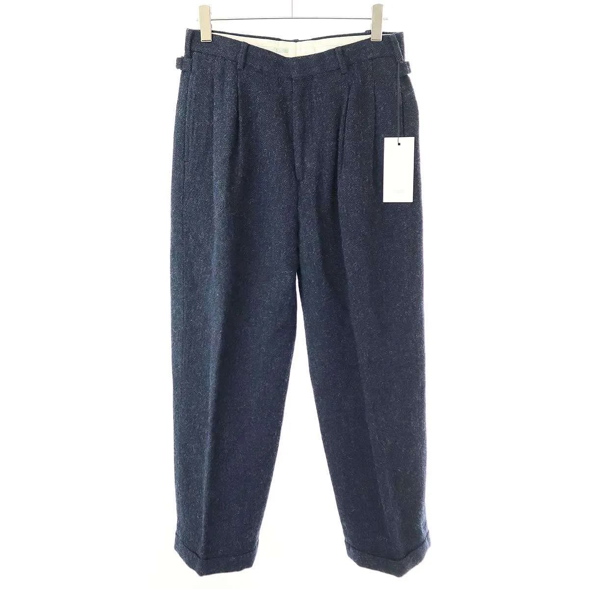 A.PRESSE ア プレッセ 23AW Tweed Two Tuck Trousers NAVY ツイード2タックトラウザーズパンツ